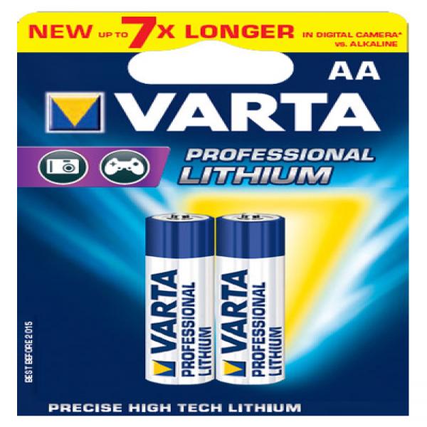 Batterien AA Mignon, Varta Professional Lithium, 2 Stück, wie LR6, AAA, Mignon, LR6EE, AM3, Size M
