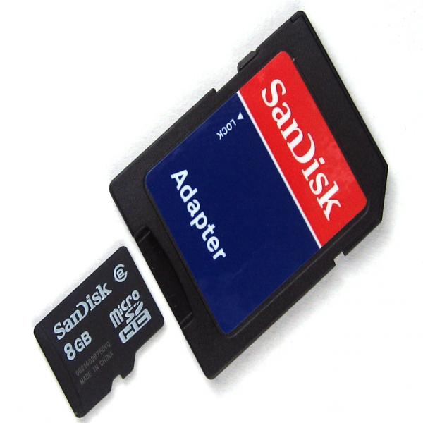 Speicherkarte micro-SD HC Card (Trans Flash), 8 GB, Class 10, inkl. Adapter auf SD-Card
