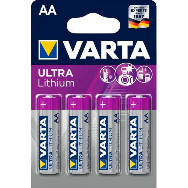 Batterien AA Mignon, Varta Ultra Lithium, 4 Stück, wie LR6, AA, Mignon, LR6EE, AM3, Size M