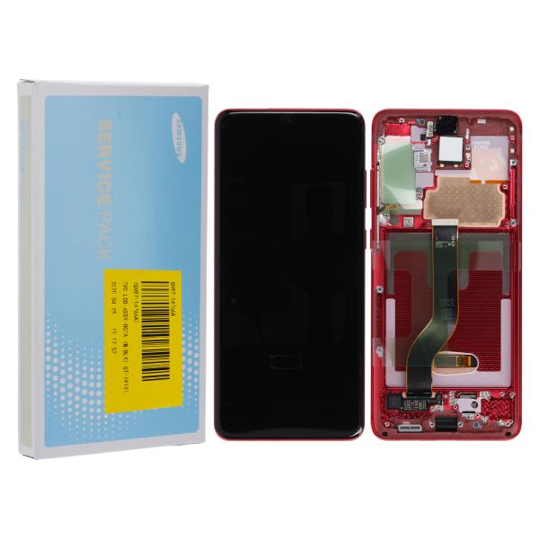 LCD Display mit Rahmen für Samsung Galaxy S20+ G985F, Galaxy S20+ 5G G986F, Aurora Red