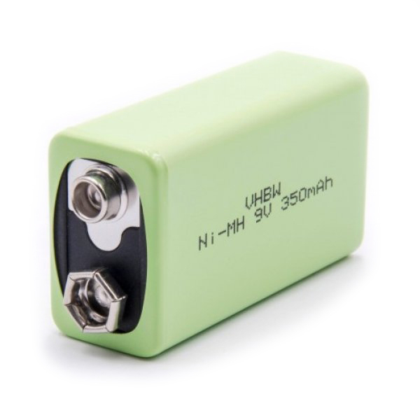 Akku Standard 9V Block, 6LR61, MN1604, wiederaufladbar, 350 mAh, Ni-Mh