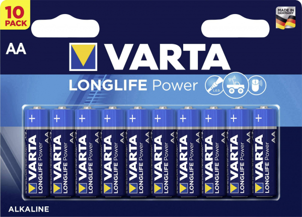 Batterien AA Mignon 4706, Varta LONGLIFE Power, 10 Stück, LR6, AA, Mignon, LR6EE, AM3, Size M