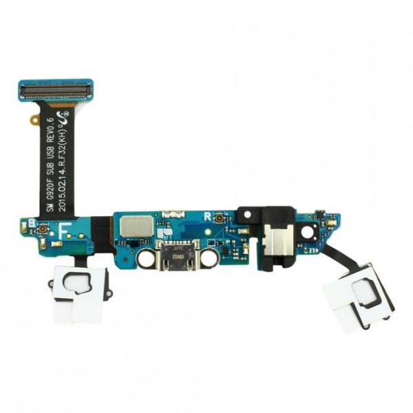 Dock-Connector Lade-Anschluß mit Flexkabel für Samsung Galaxy S6 G920F, Schwarz, wie GH96-08587B