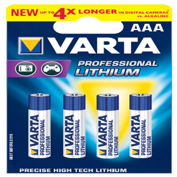 Batterien AAA Micro, Varta Professional Lithium, 4 Stück, wie LR03, AAA, Micro, LR03EE, AM4, Size S