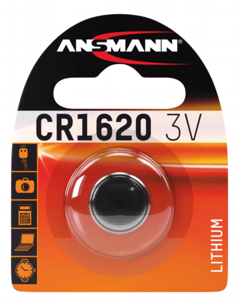 Ansmann CR1620 Knopfzelle, wie CR1620, DL1620, ECR1620, 1 Stück