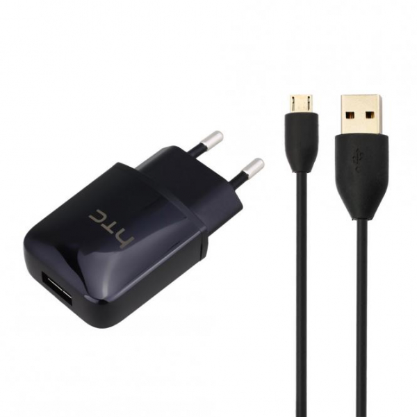 Netzlader original HTC TC-P900-EU, USB-Ausgang, inkl. Micro-USB-Kabel, 1.5A Ladestrom, schwarz