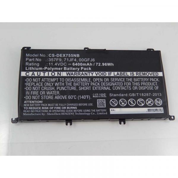 Akku für Dell Inspiron 15PD-1548B, 15 7000, 15 7559, wie 071JF4, 71JF4, 357F9, 11,4 V, 6400 mAh