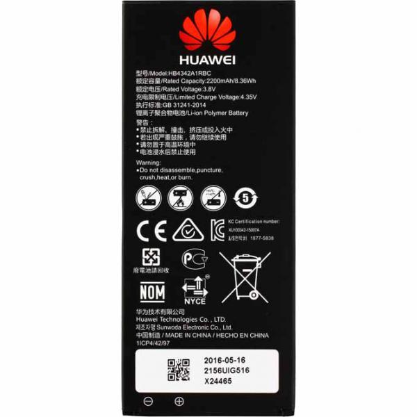 Akku Original Huawei HB4342A1RBC für Y6, Ascend Y6, Honor 4A, 3.8V, 2200mAh, Li-Ion