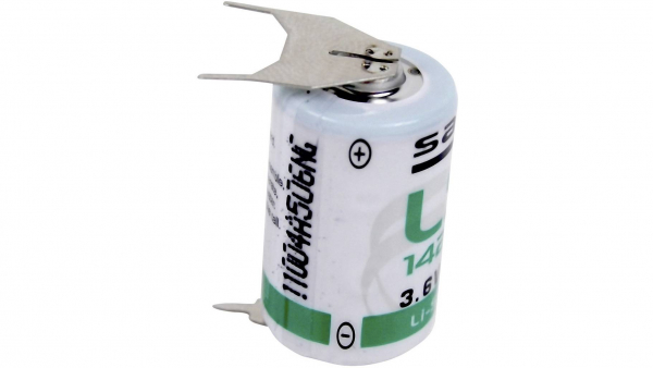 Lithium-Batterie Saft LS14250, 1/2 AA, 3.6 Volt, 3er Print-Lötfahne
