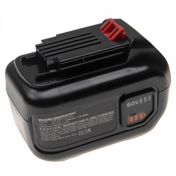 Akku für Black & Decker 60V Max Laubbläser, 60V Max Rasentrimmer, LHT360, wie LBX1560, 60V, 2,5Ah