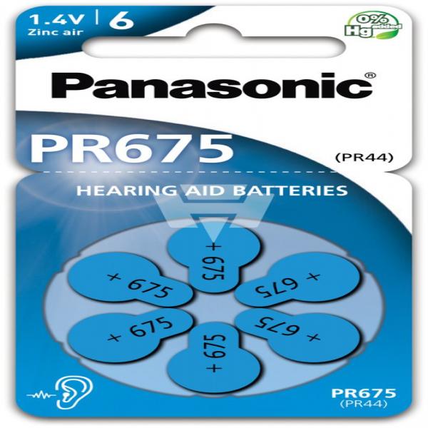 Hörgerät-Batterie Panasonic PR-675, 6 Stück