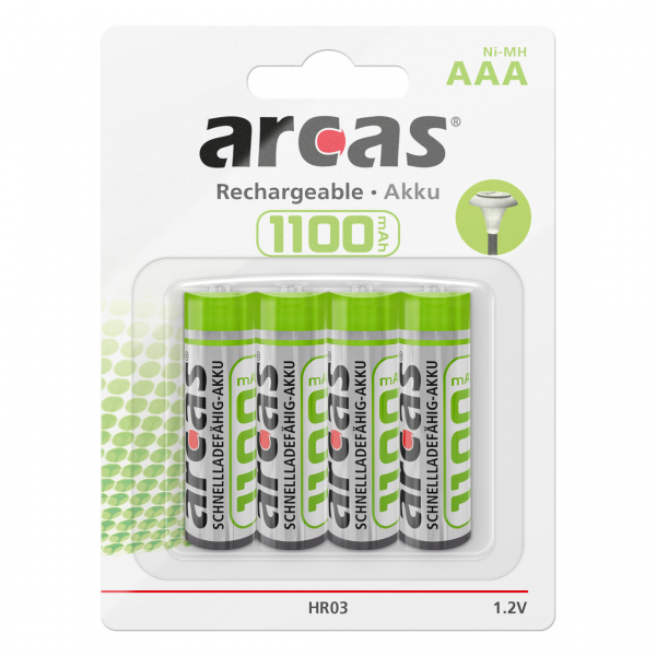 Akku Standard Micro, AAA, HR03, LR03, 4 Stück, Ni-Mh, 1100 mAh, wie 4003, 4103, 4703, 4903, 8003